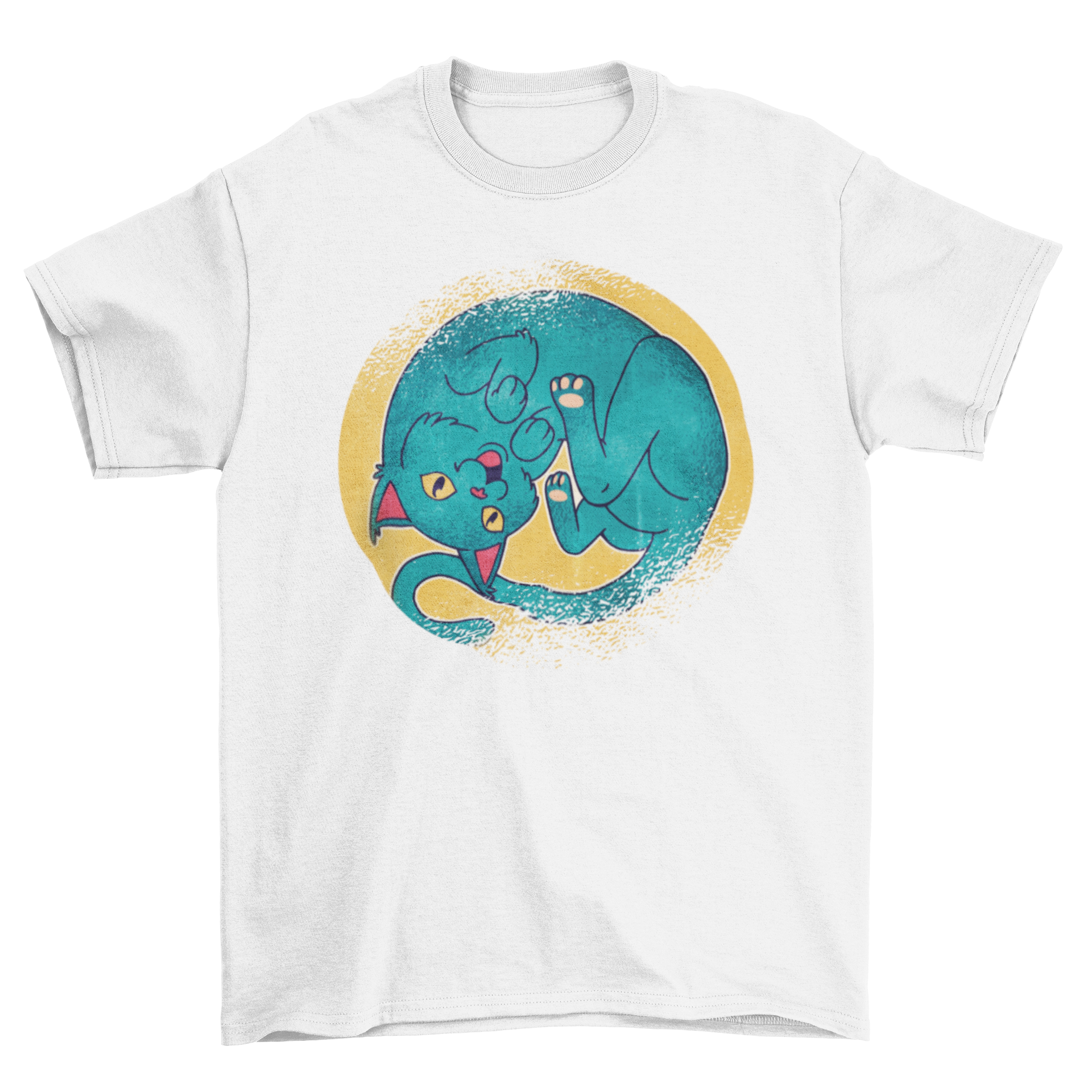 Cute Kitten Grunge Frame t-shirt featuring a playful cartoon cat design with distressed effects.