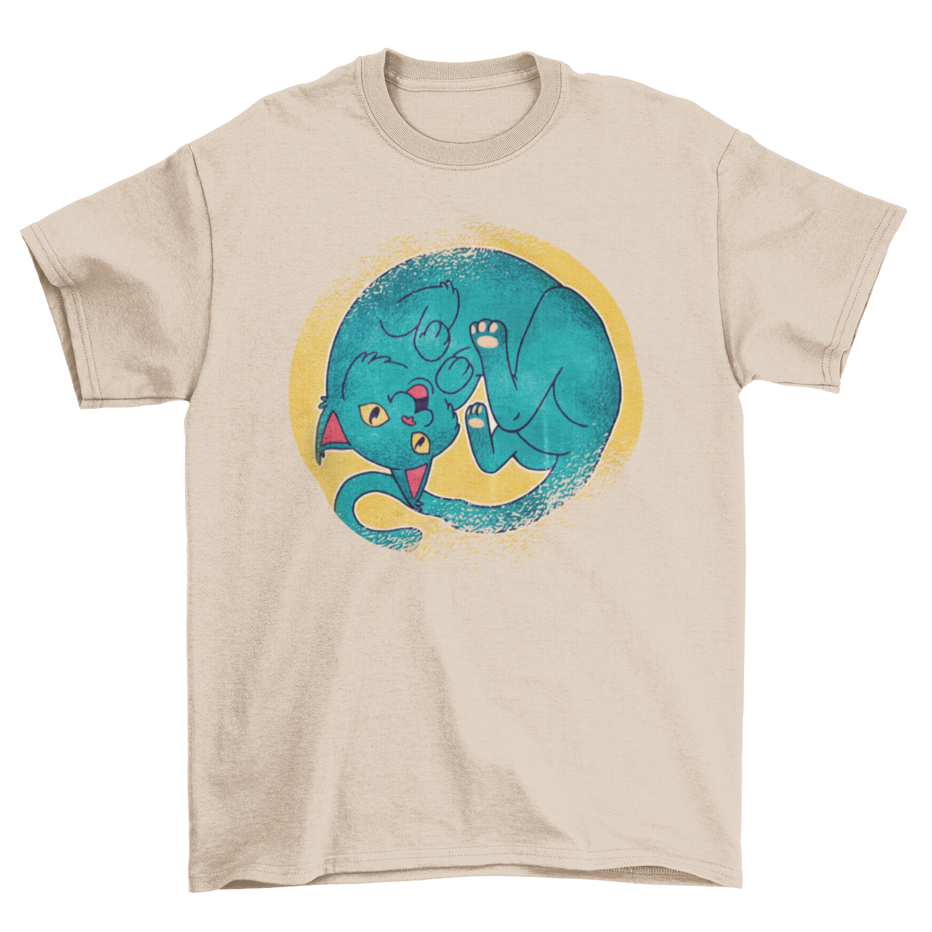 Cute Kitten Grunge Frame t-shirt featuring a playful cartoon cat design with distressed effects.