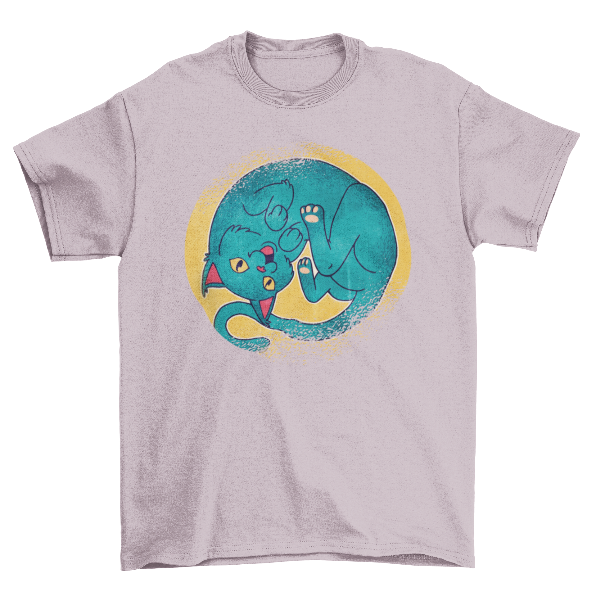 Cute Kitten Grunge Frame t-shirt featuring a playful cartoon cat design with distressed effects.