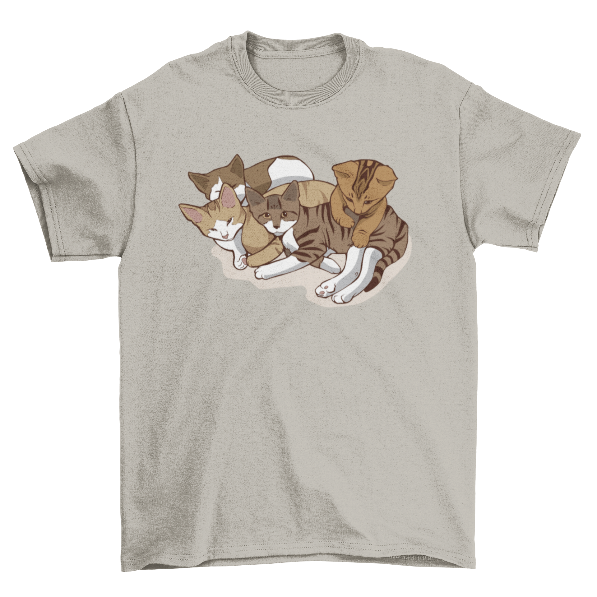 Cute Kitties T-shirt featuring an illustration of four playful kittens in vibrant colors.