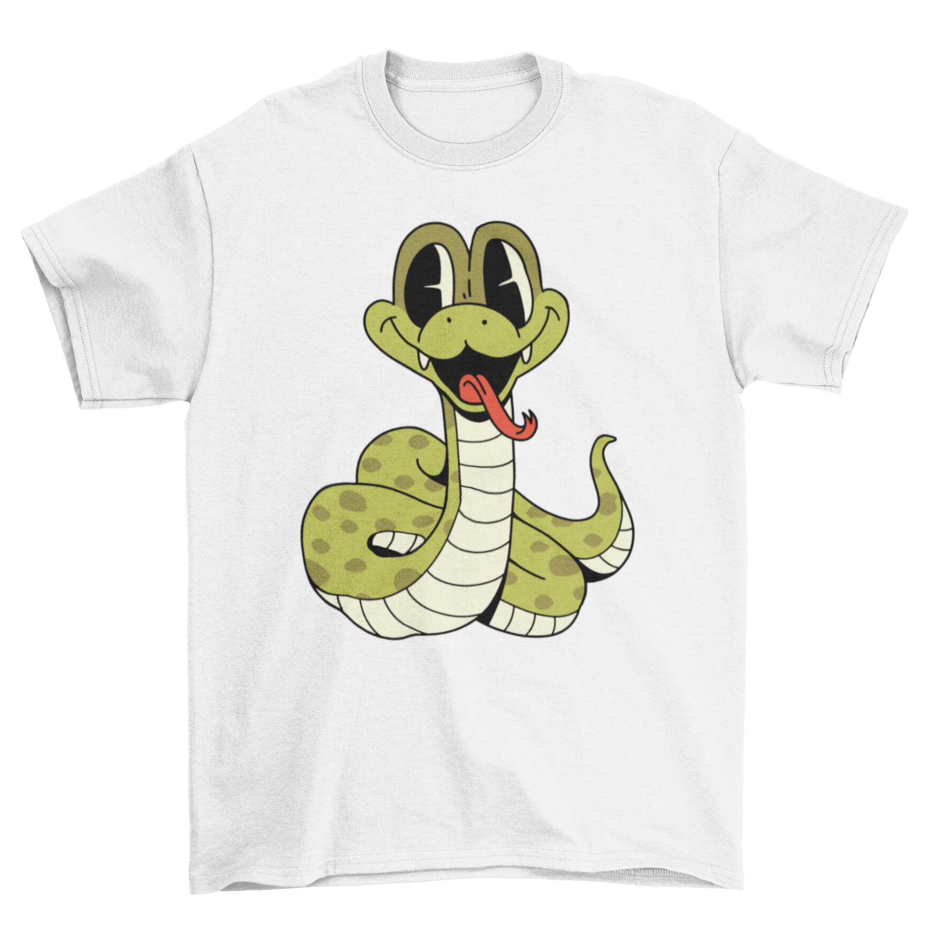 Cute Lovely Fashion Viper Baby snake cartoon Character Animal t-shirt featuring a vibrant snake cartoon design on a soft fabric.