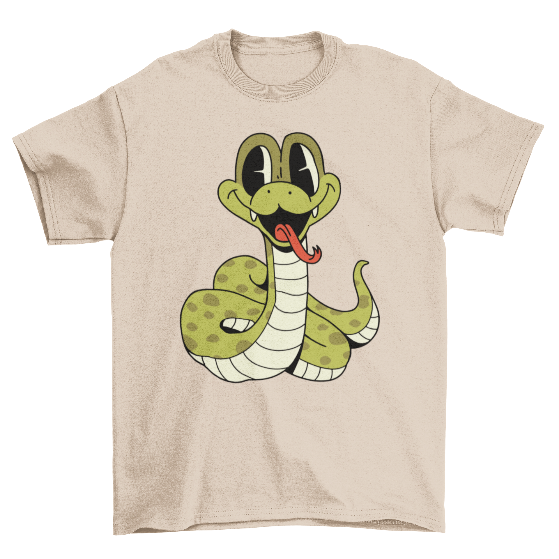 Cute Lovely Fashion Viper Baby snake cartoon Character Animal t-shirt featuring a vibrant snake cartoon design on a soft fabric.