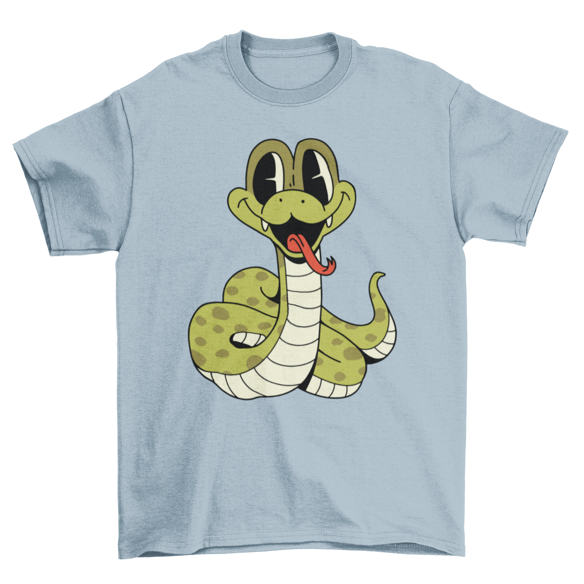 Cute Lovely Fashion Viper Baby snake cartoon Character Animal t-shirt featuring a vibrant snake cartoon design on a soft fabric.