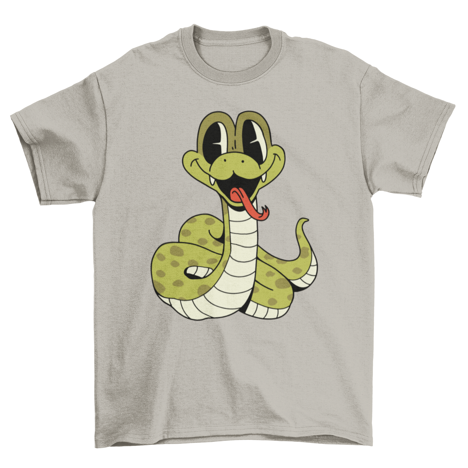 Cute Lovely Fashion Viper Baby snake cartoon Character Animal t-shirt featuring a vibrant snake cartoon design on a soft fabric.