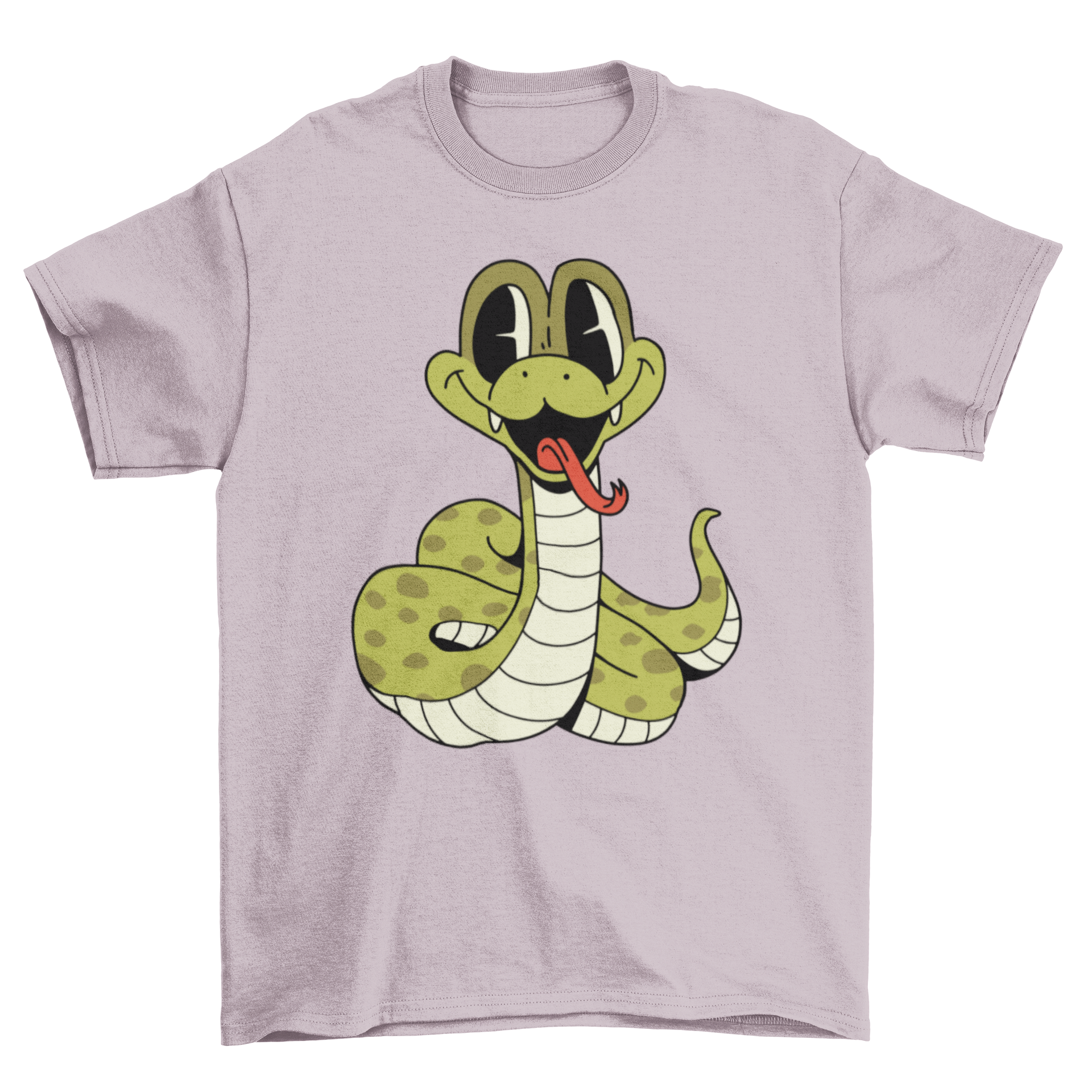 Cute Lovely Fashion Viper Baby snake cartoon Character Animal t-shirt featuring a vibrant snake cartoon design on a soft fabric.