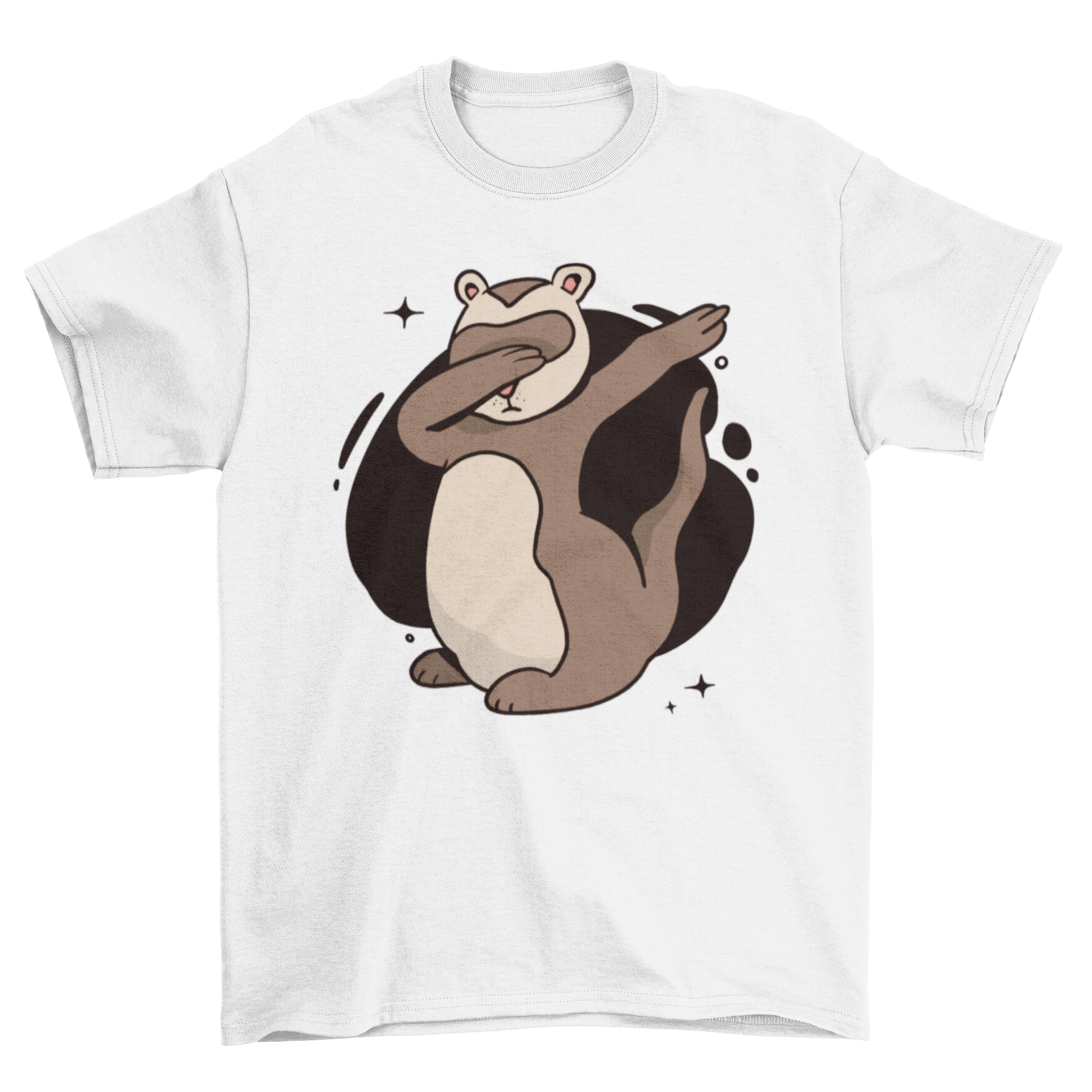 A humorous t-shirt featuring a cartoon ferret dabbing, showcasing a playful design.