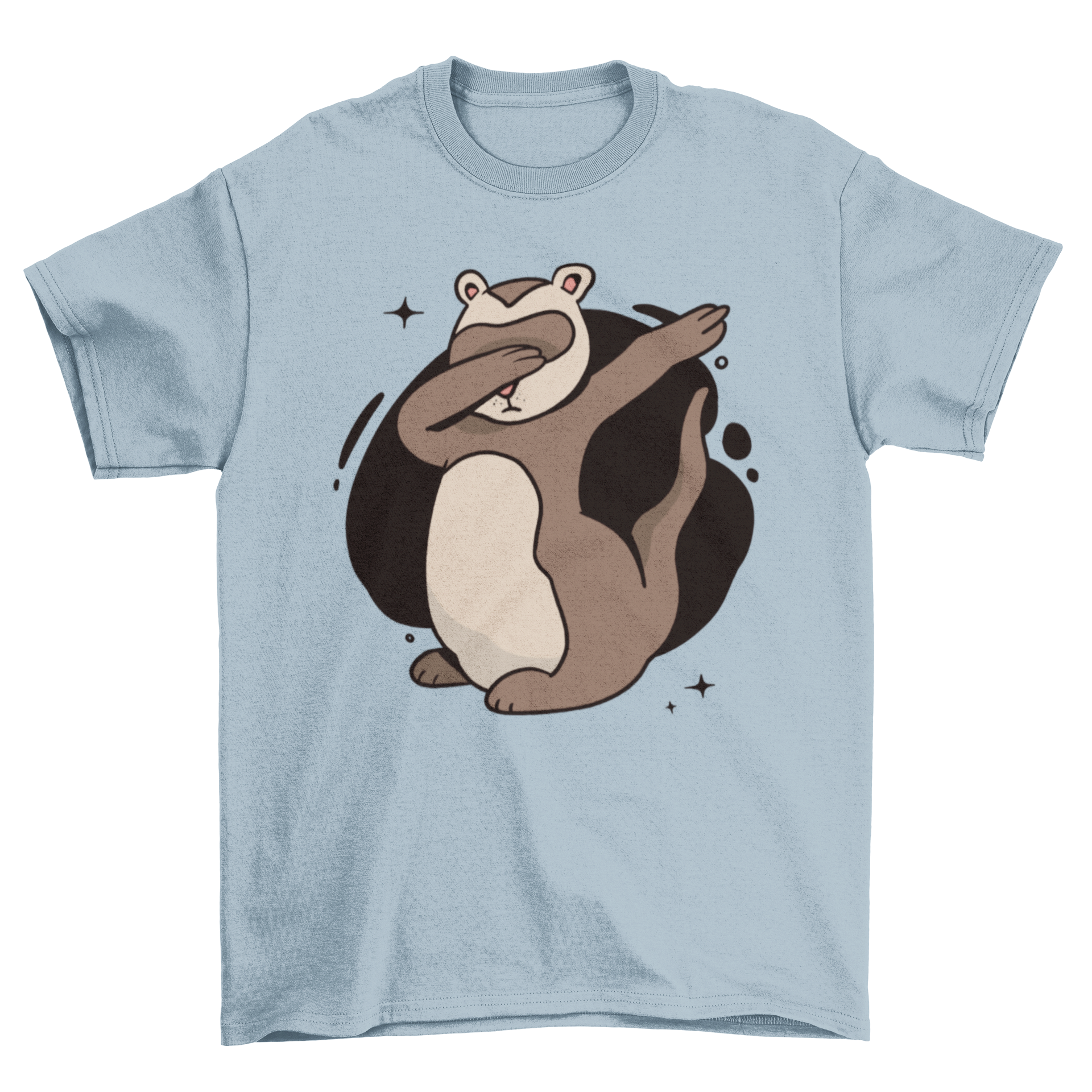 A humorous t-shirt featuring a cartoon ferret dabbing, showcasing a playful design.