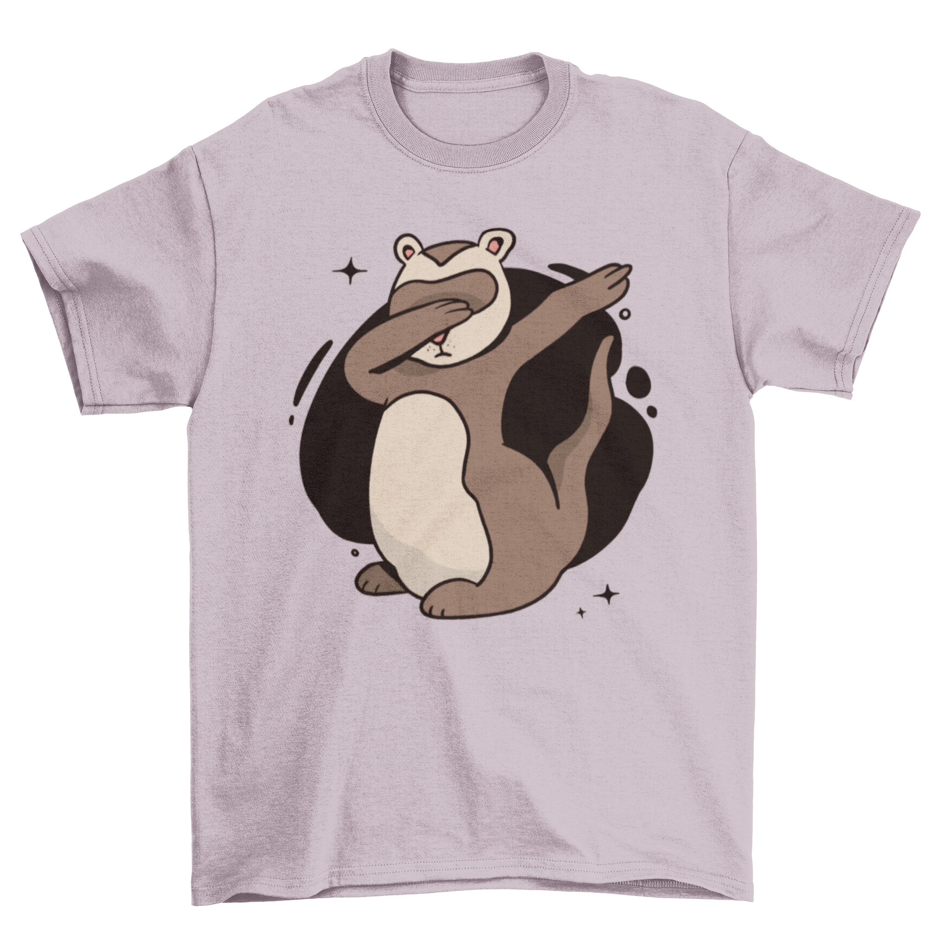 A humorous t-shirt featuring a cartoon ferret dabbing, showcasing a playful design.
