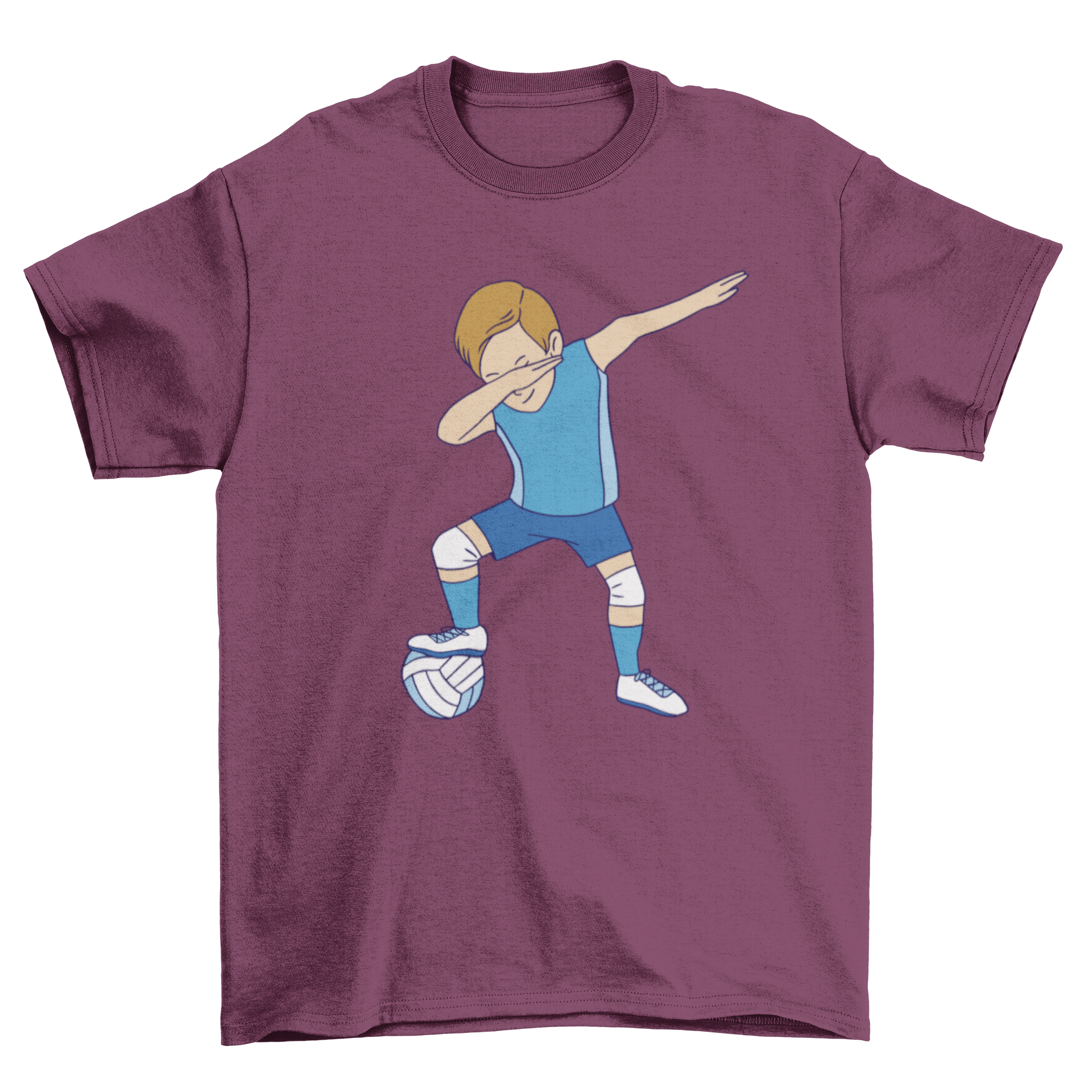 A stylish t-shirt featuring a male volleyball player dabbing, showcasing a vibrant graphic design.