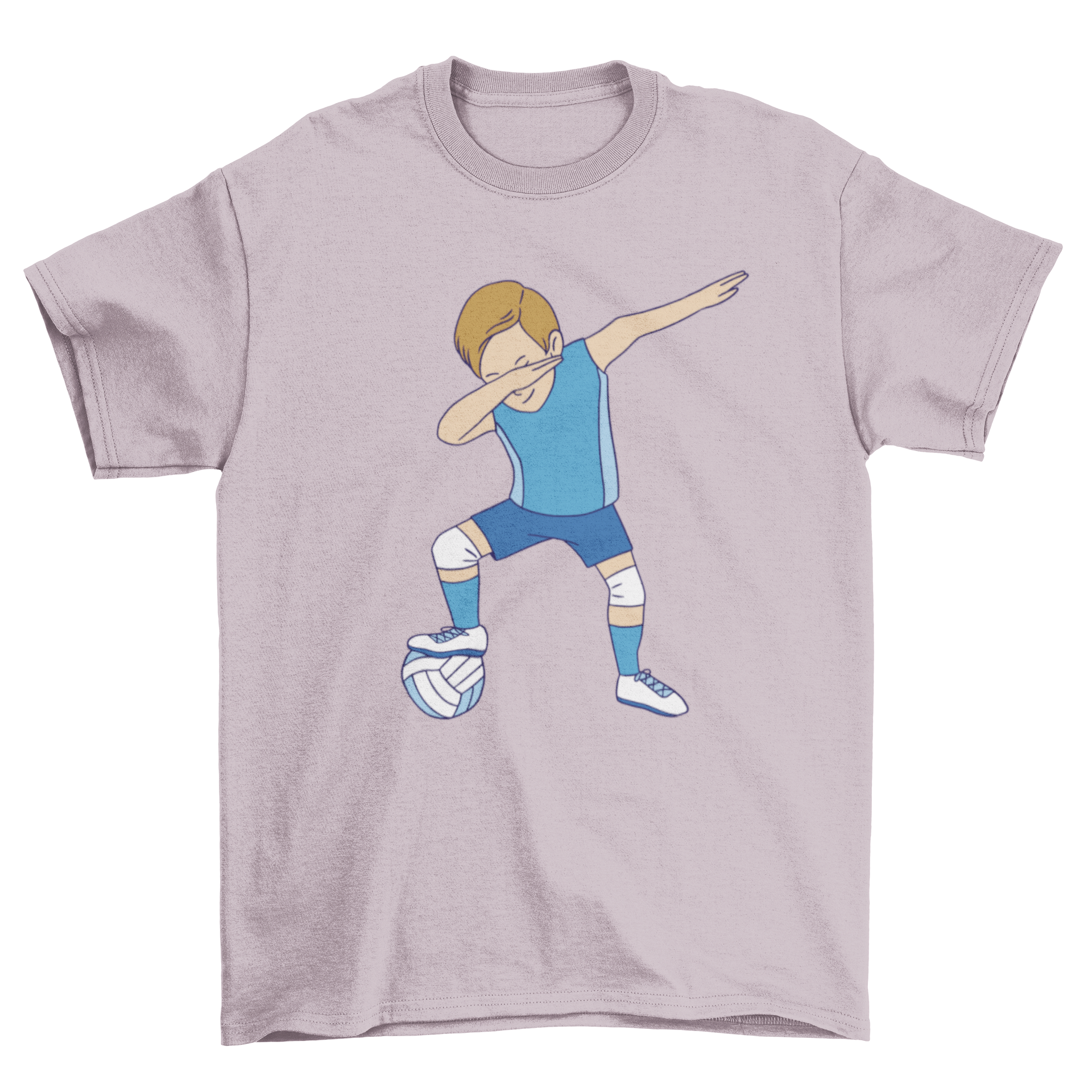 A stylish t-shirt featuring a male volleyball player dabbing, showcasing a vibrant graphic design.