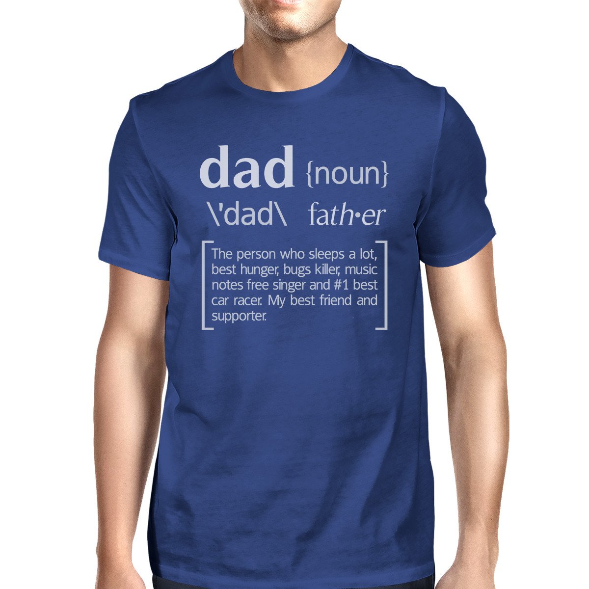 Dad Noun Men's Blue Funny Graphic T-Shirt featuring a humorous design, made from 100% ring spun cotton for comfort.