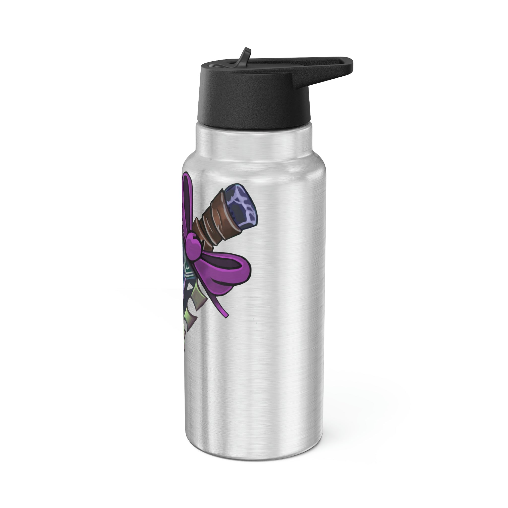 Dagger Gator Tumbler in stainless steel with a black cap and straw, showcasing a customizable design.