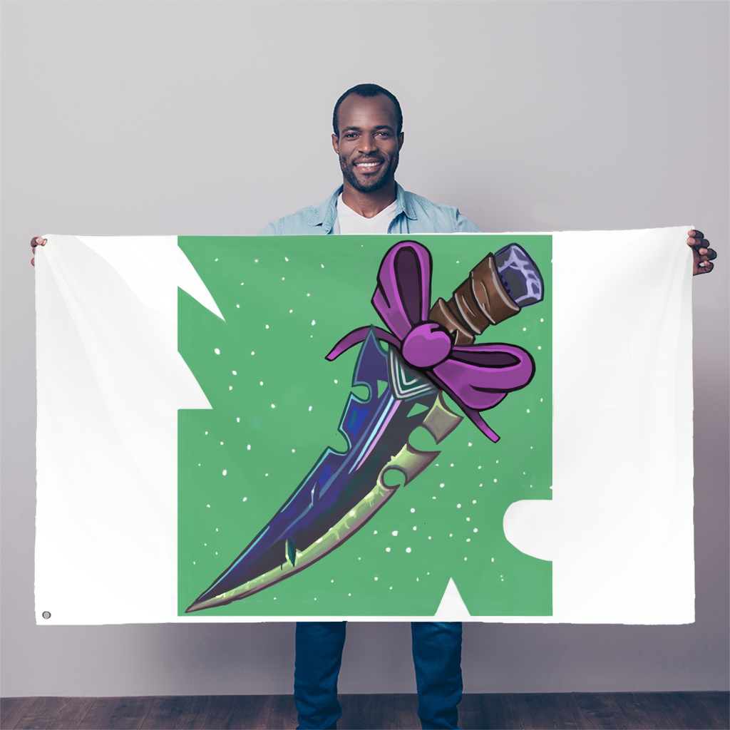 Dagger Sublimation Flag measuring 5FT x 3FT, made of durable polyester fabric with vibrant colors and double-stitched edges.