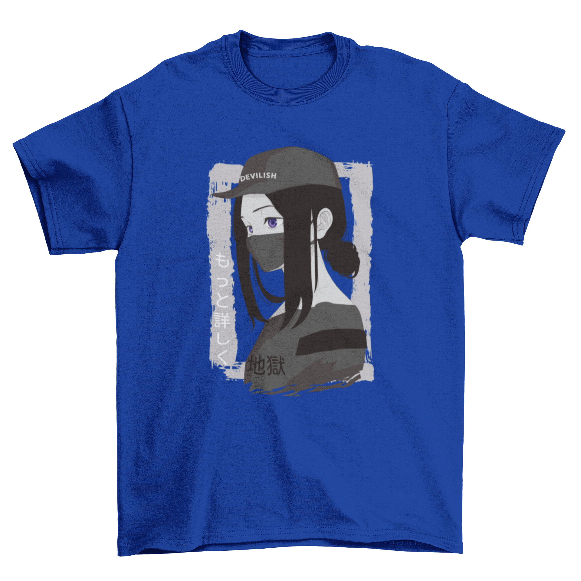 Dark anime girl t-shirt design featuring a pale girl in black clothing, showcasing a unique and stylish illustration.