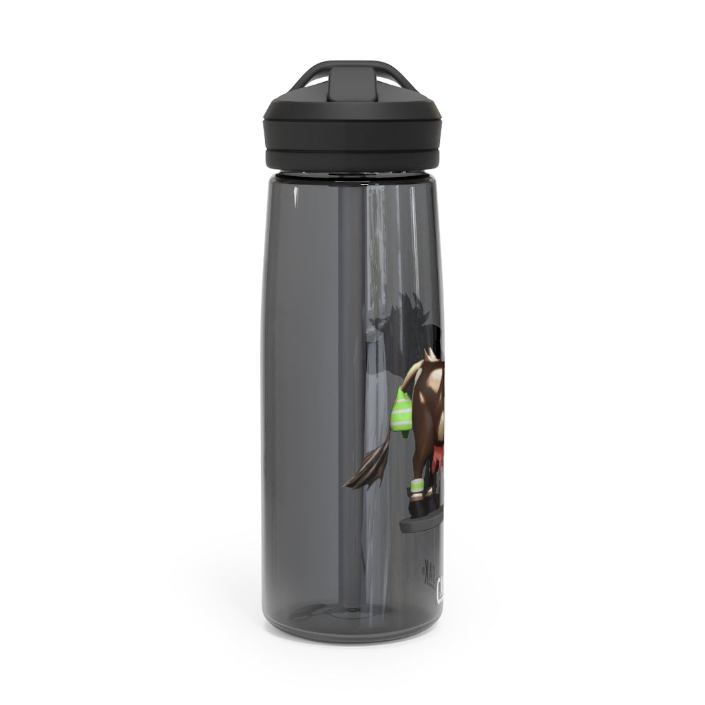 Dark Brown Cow CamelBak Eddy® Water Bottle in 20oz and 25oz sizes, showcasing its durable design and spill-proof features.