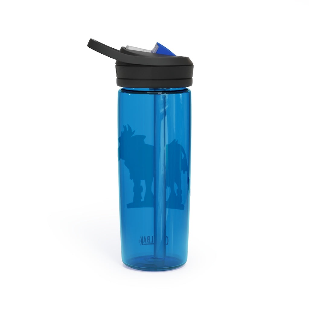Dark Brown Cow CamelBak Eddy® Water Bottle in 20oz and 25oz sizes, showcasing its durable design and spill-proof features.