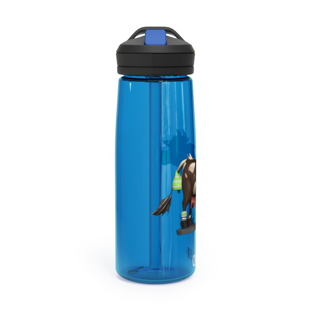 Dark Brown Cow CamelBak Eddy® Water Bottle in 20oz and 25oz sizes, showcasing its durable design and spill-proof features.