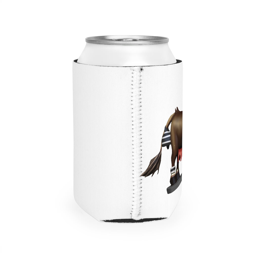Dark Brown Cow Can Cooler Sleeve made of durable neoprene, designed to fit standard 12 oz cans with a stylish cow print.