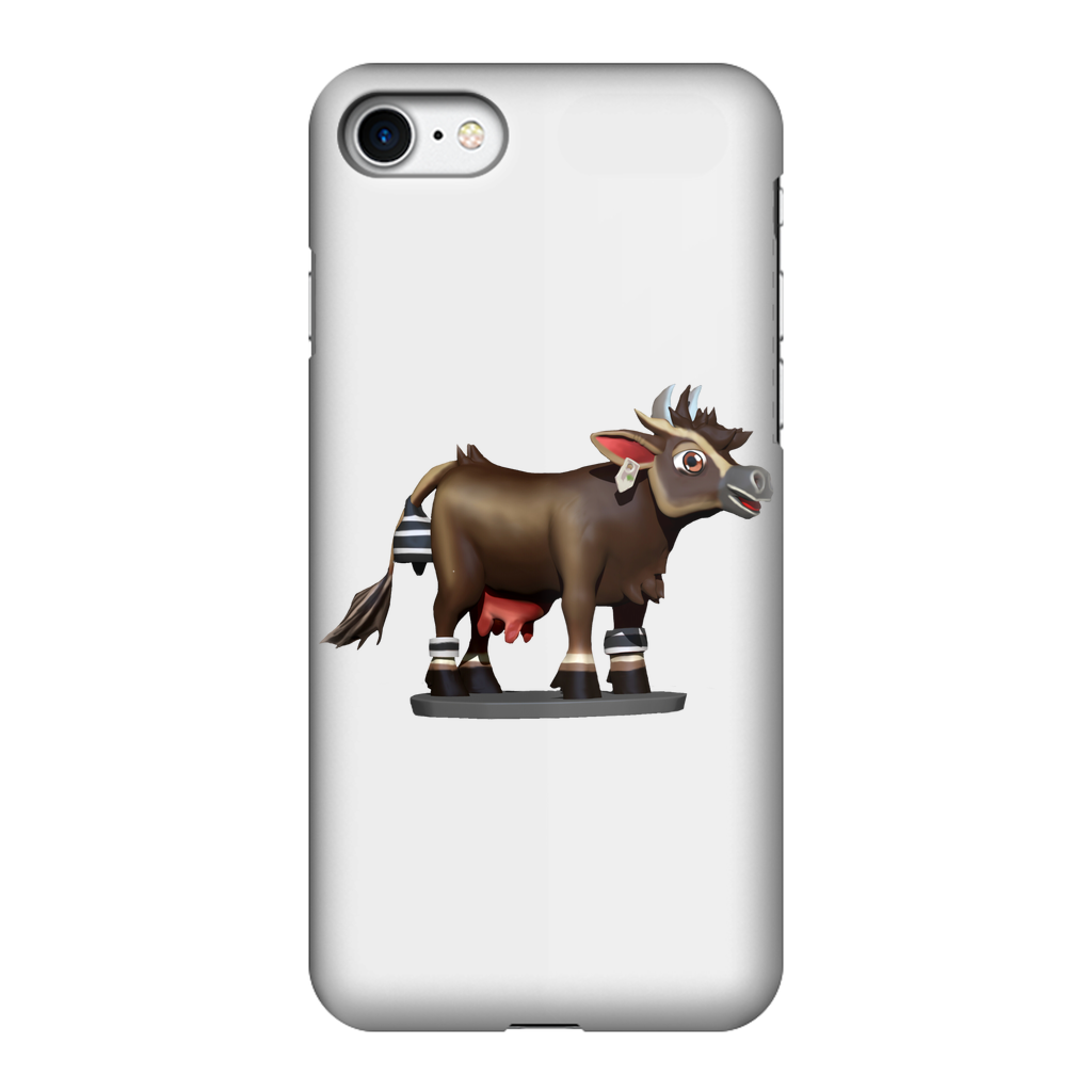 Dark Brown Cow Fully Printed Tough Phone Case showcasing a vibrant cow print design with dual-layer protection.
