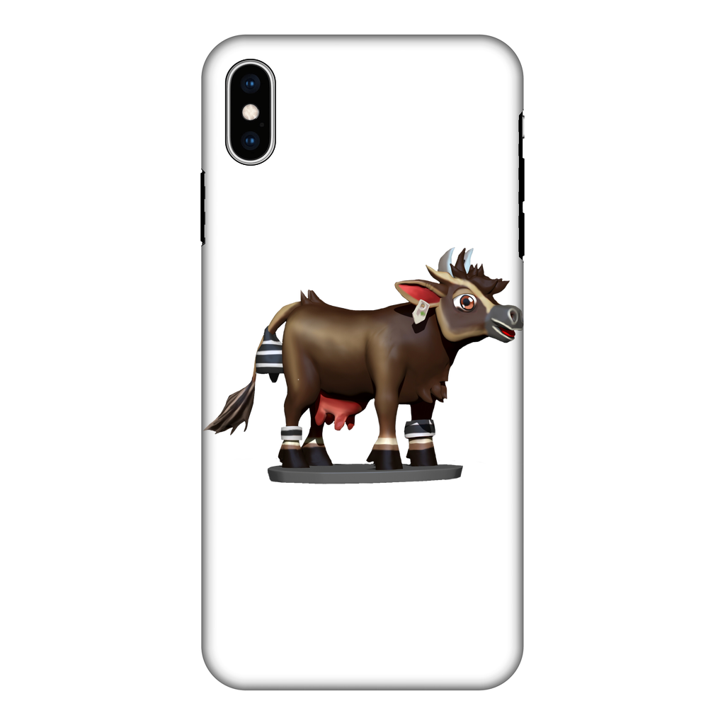 Dark Brown Cow Fully Printed Tough Phone Case showcasing a vibrant cow print design with dual-layer protection.