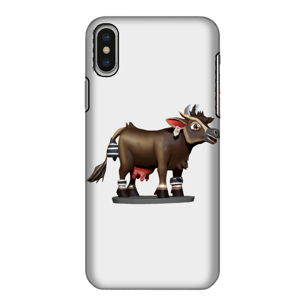 Dark Brown Cow Fully Printed Tough Phone Case showcasing a vibrant cow print design with dual-layer protection.