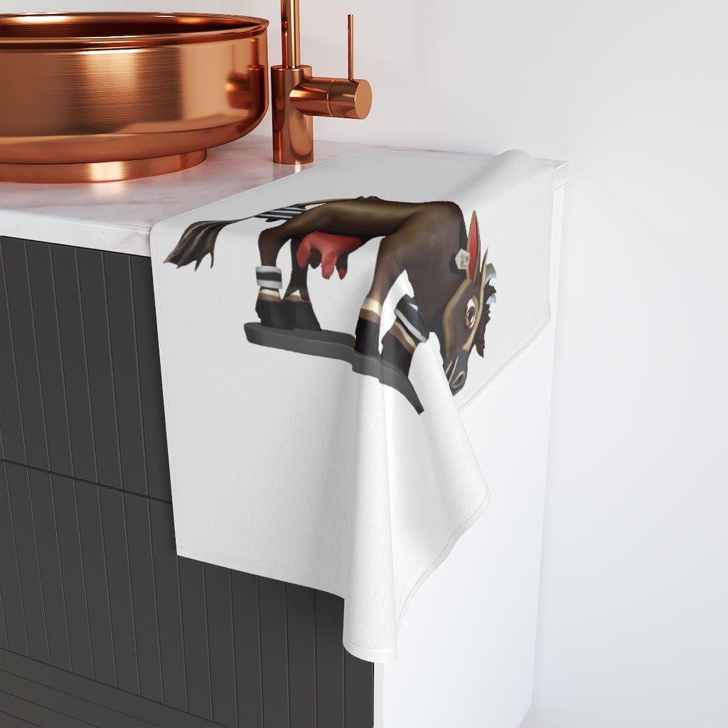 Dark Brown Cow Hand Towel featuring a chic design with a soft polyester front and cotton back, perfect for bathroom decor.