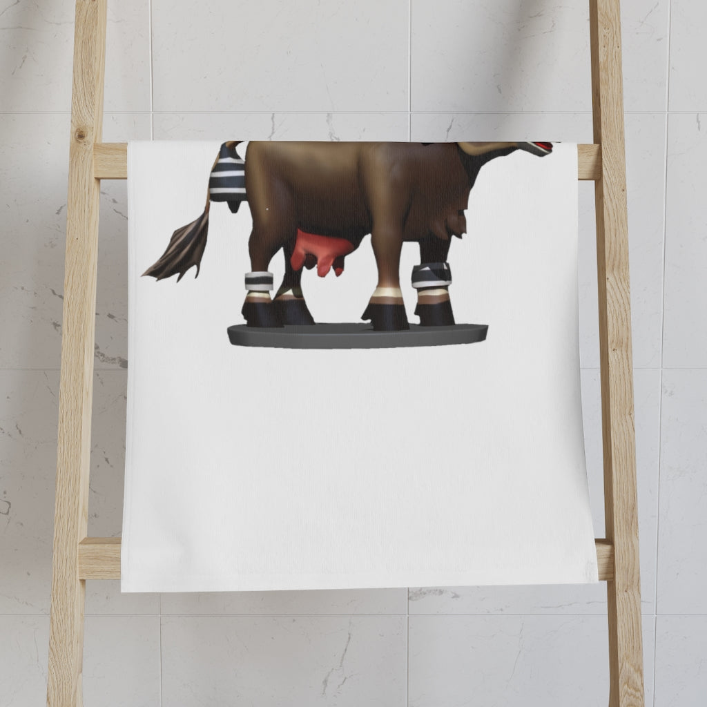 Dark Brown Cow Hand Towel featuring a chic design with a soft polyester front and cotton back, perfect for bathroom decor.