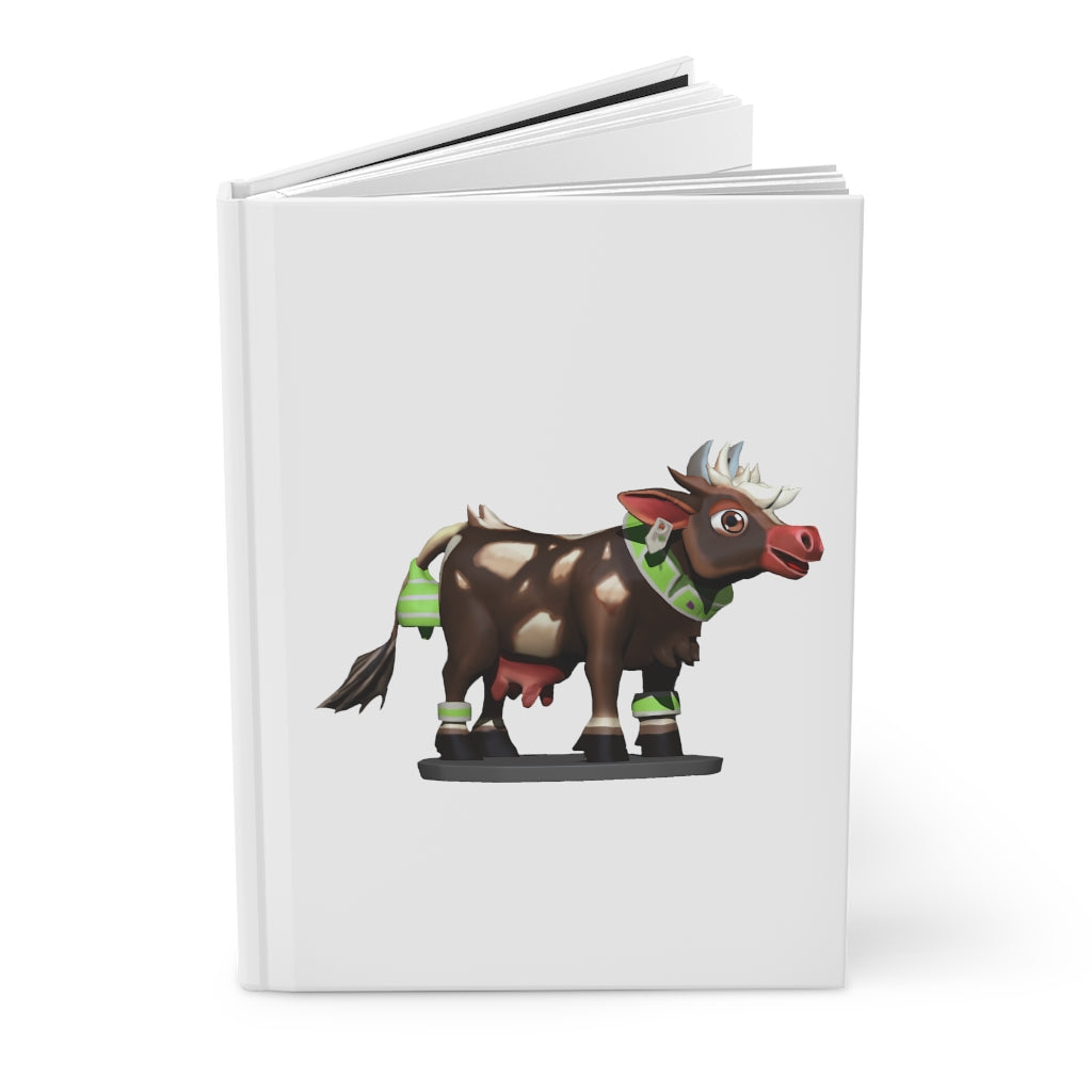 Dark Brown Cow Hardcover Journal with matte finish, customizable covers, and lined pages, perfect for journaling.