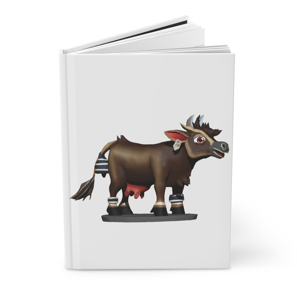 Dark Brown Cow Hardcover Journal with matte finish, customizable cover, and lined pages.
