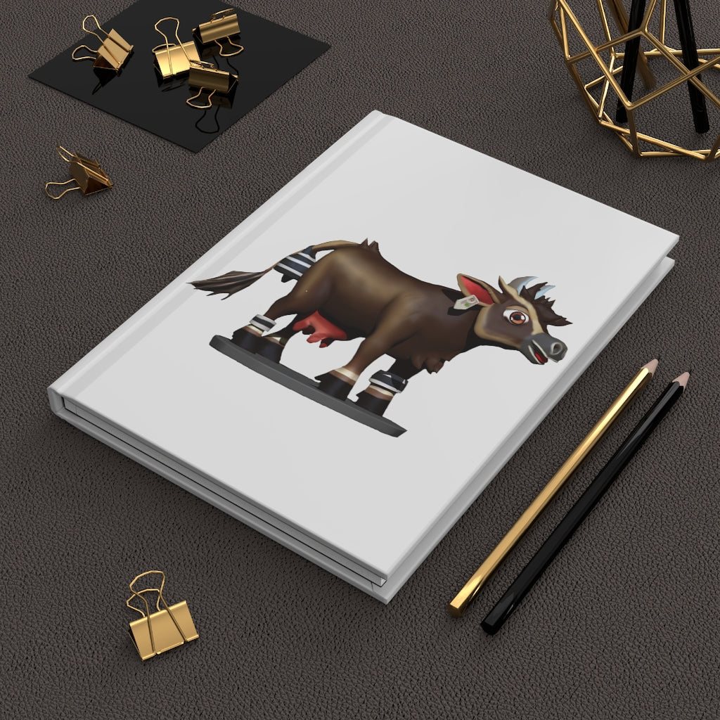 Dark Brown Cow Hardcover Journal with matte finish, customizable cover, and lined pages.