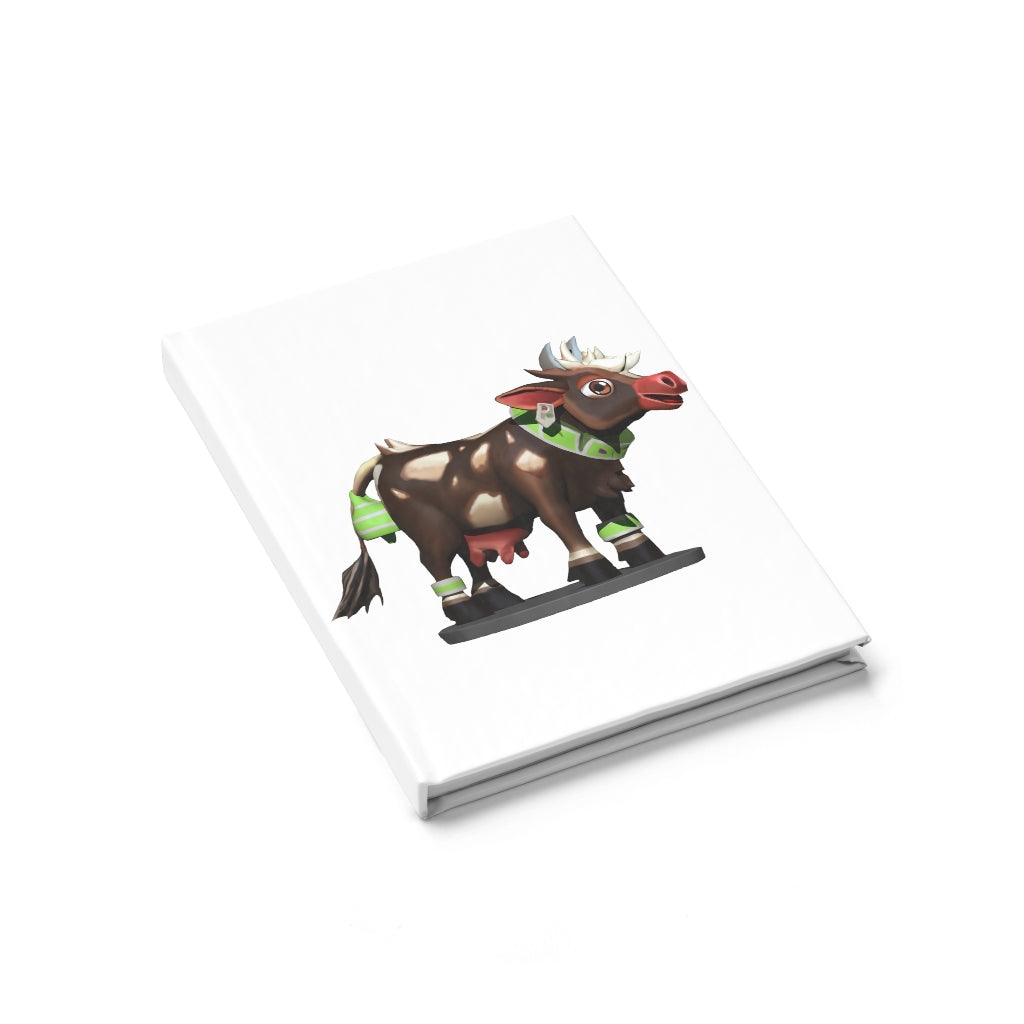 Dark Brown Cow Journal with ruled line pages and durable hardcover design, featuring a full wraparound print.