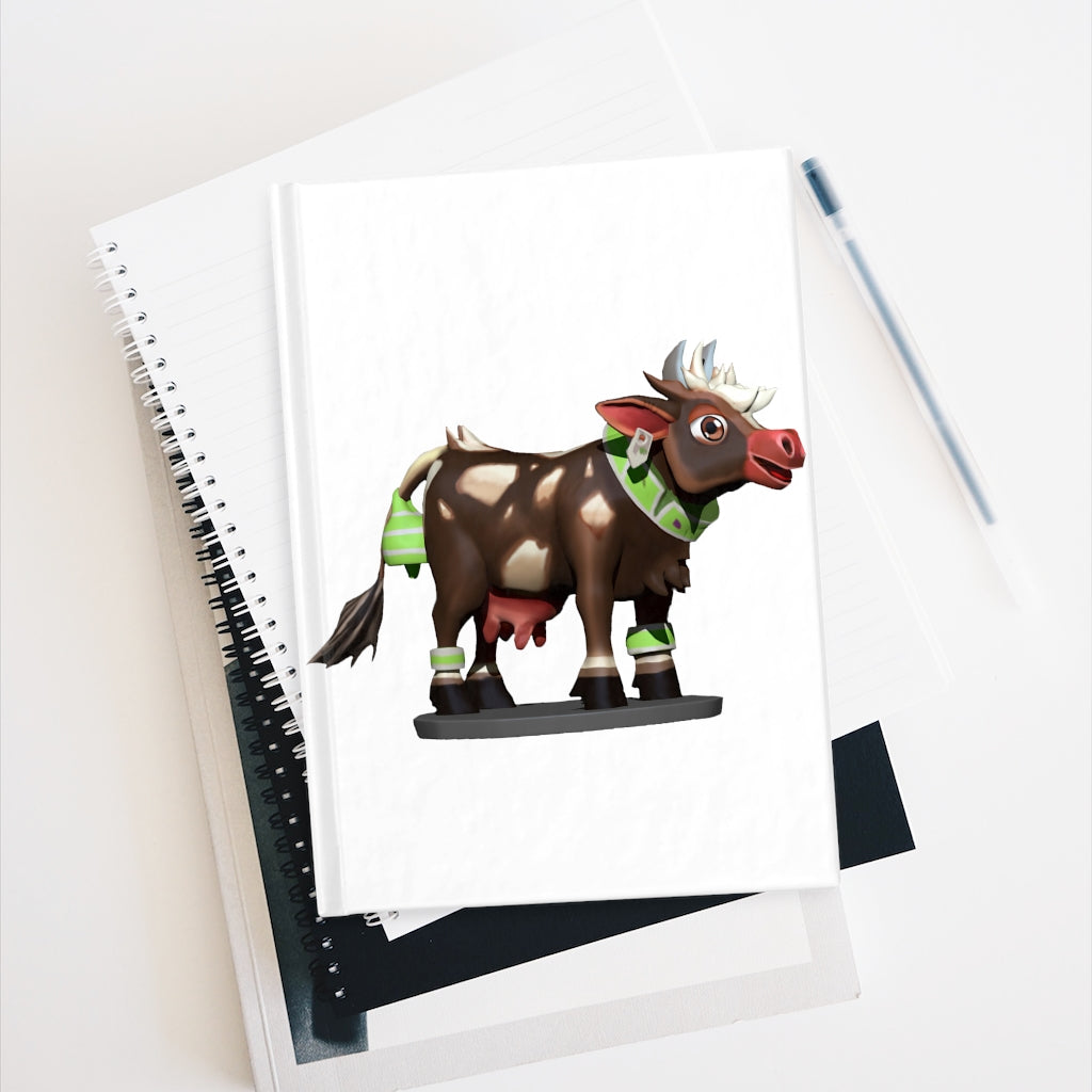 Dark Brown Cow Journal with ruled line pages and durable hardcover design, featuring a full wraparound print.