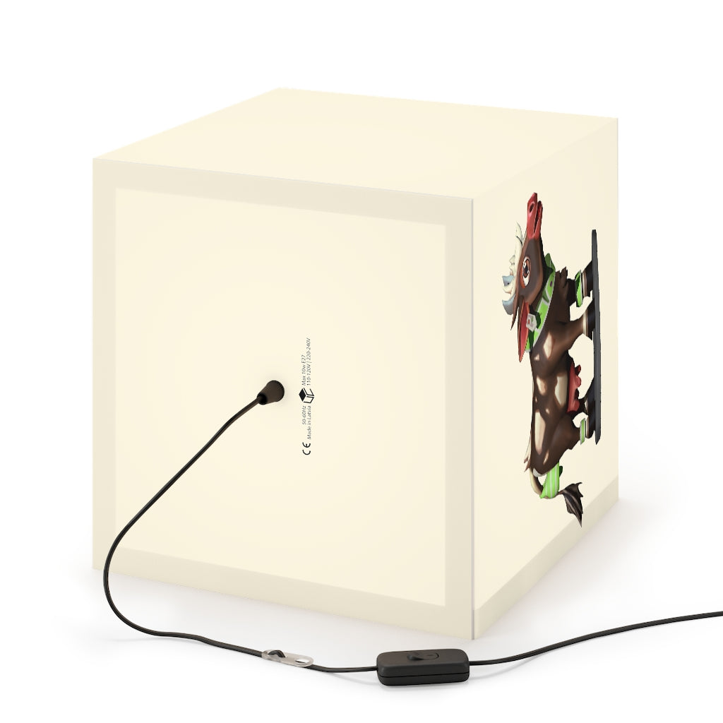 Dark Brown Cow Personalized Lamp featuring a unique cube design, perfect for home or shop decor.