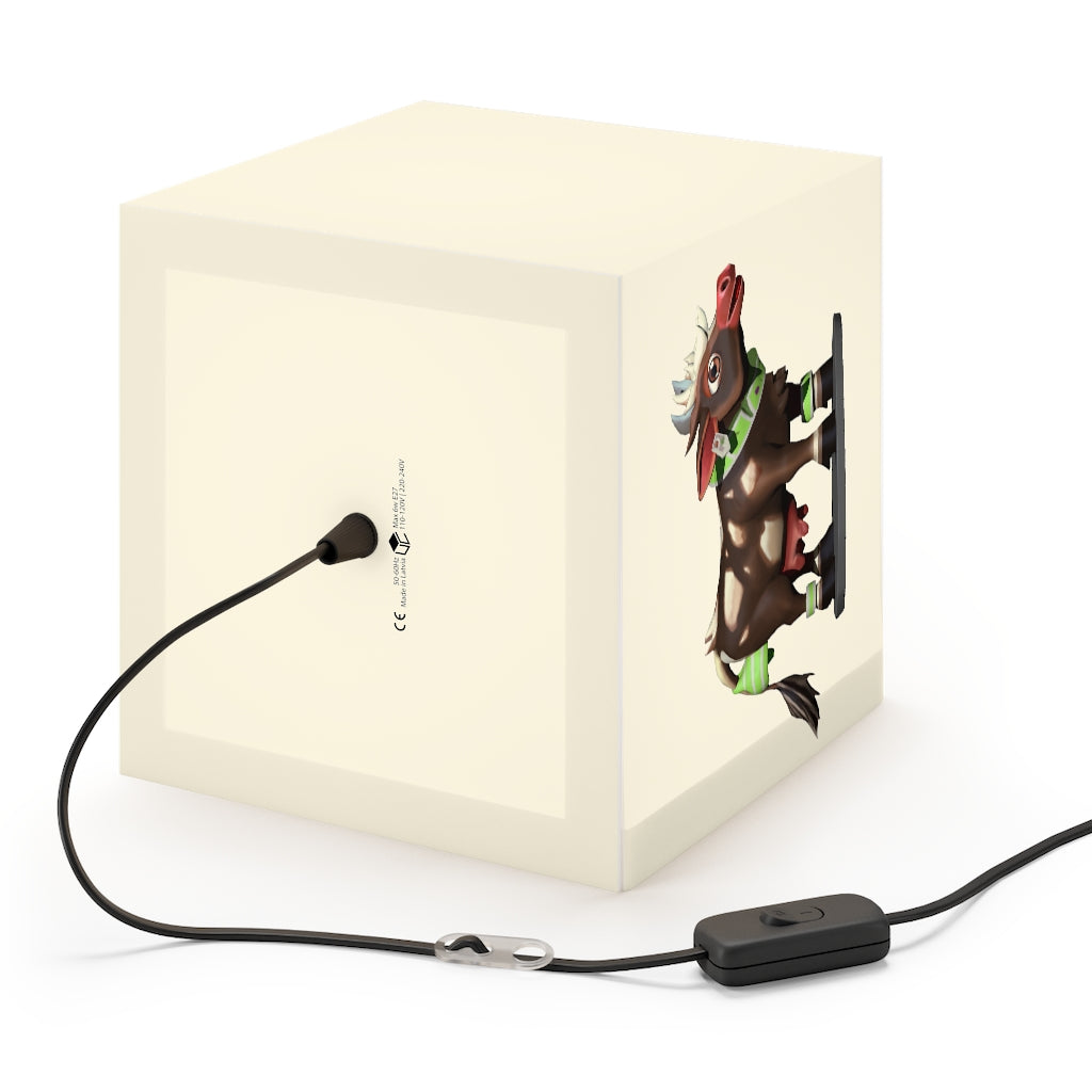 Dark Brown Cow Personalized Lamp featuring a unique cube design, perfect for home or shop decor.