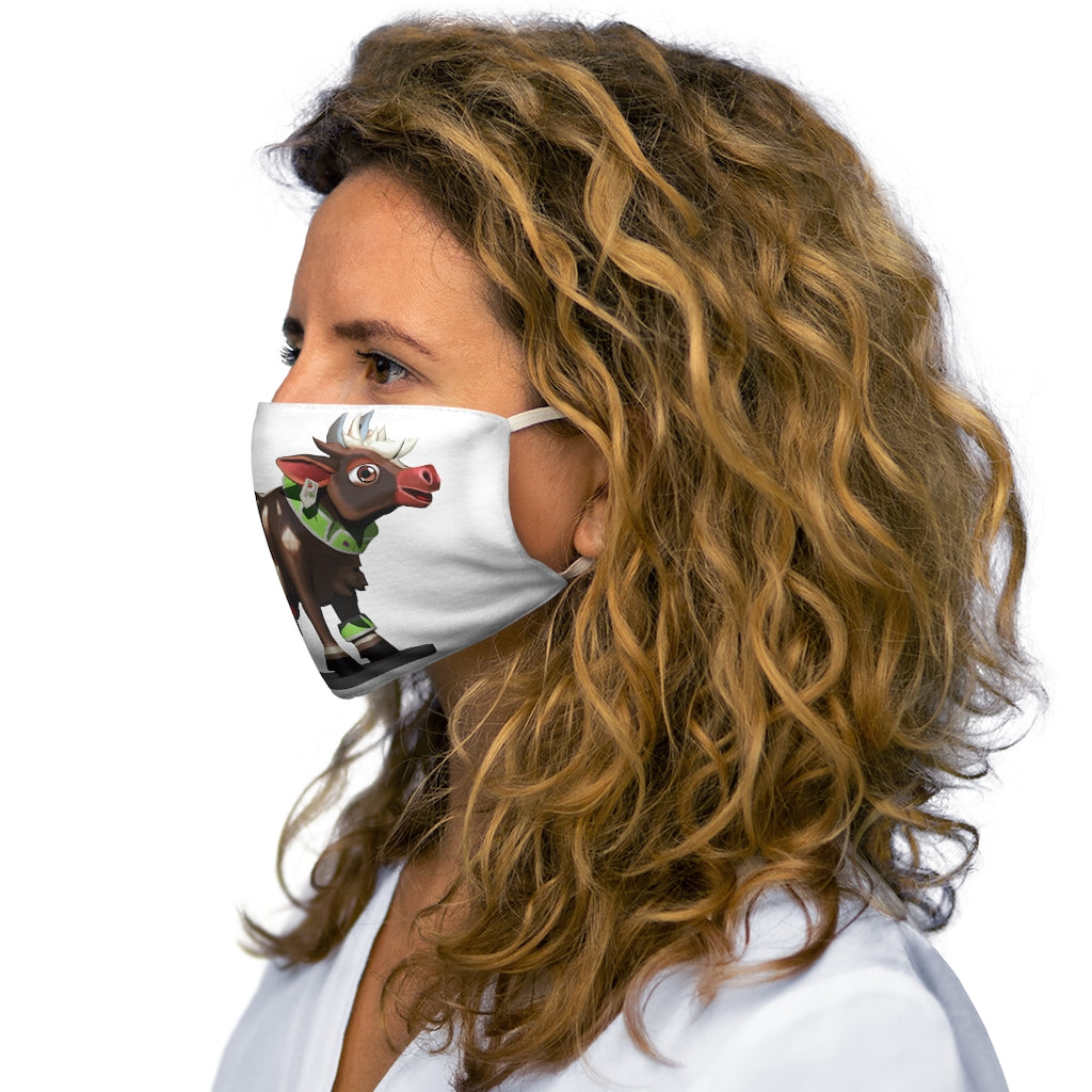 Dark brown cow print snug-fit polyester face mask with elastic earloops, showcasing a stylish and comfortable design.