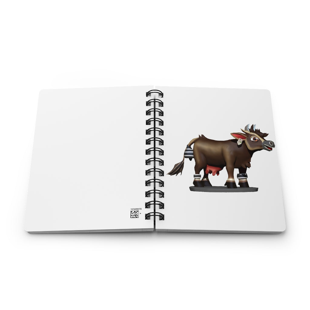 Dark brown cow spiral bound journal with glossy cover and lined pages.