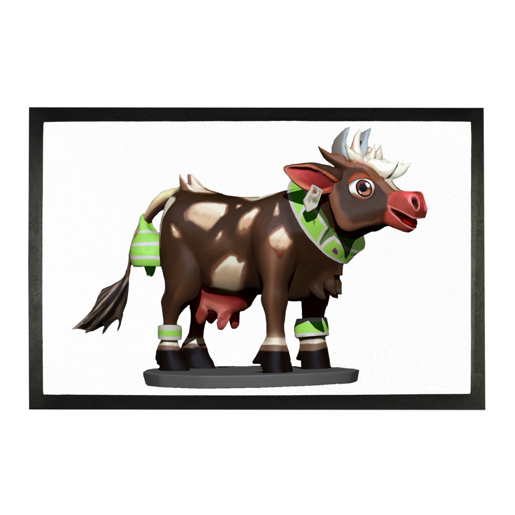 Dark Brown Cow Sublimation Doormat featuring a rustic cow design on a durable rubber base, perfect for home entryways.