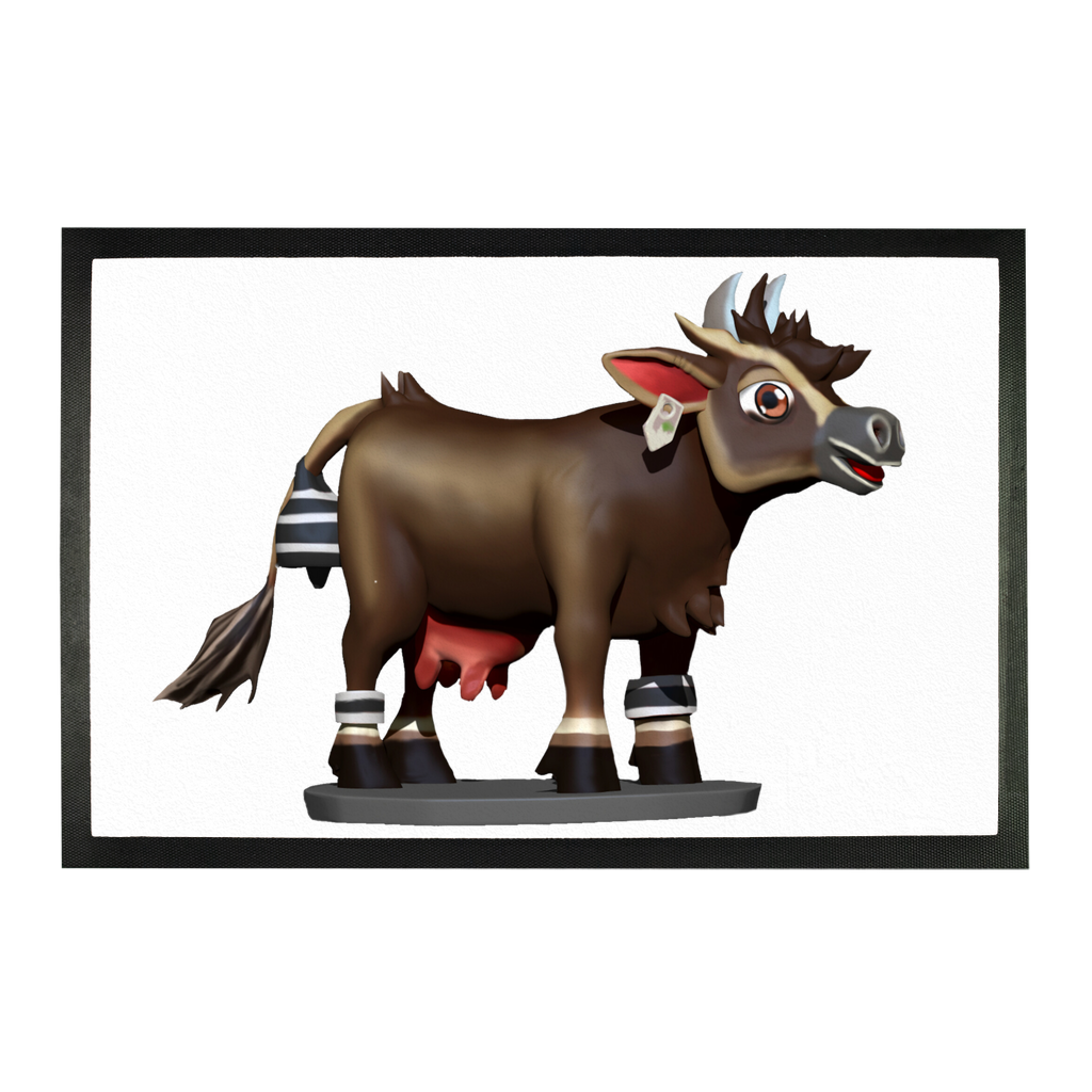 Dark Brown Cow Sublimation Doormat featuring a unique cow design on a durable rubber base, perfect for home entryways.