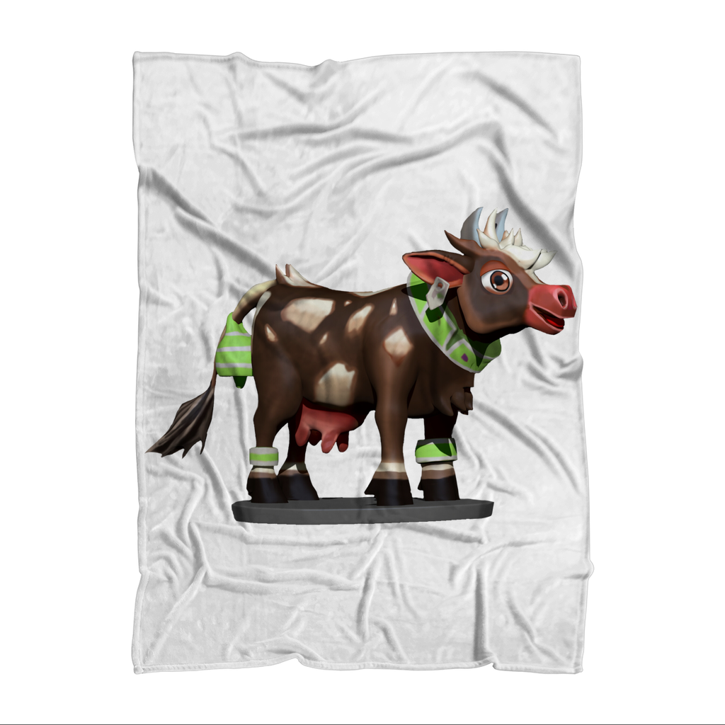 Dark Brown Cow Sublimation Throw Blanket made of soft polyester fleece, featuring a unique cow print design with a white back.