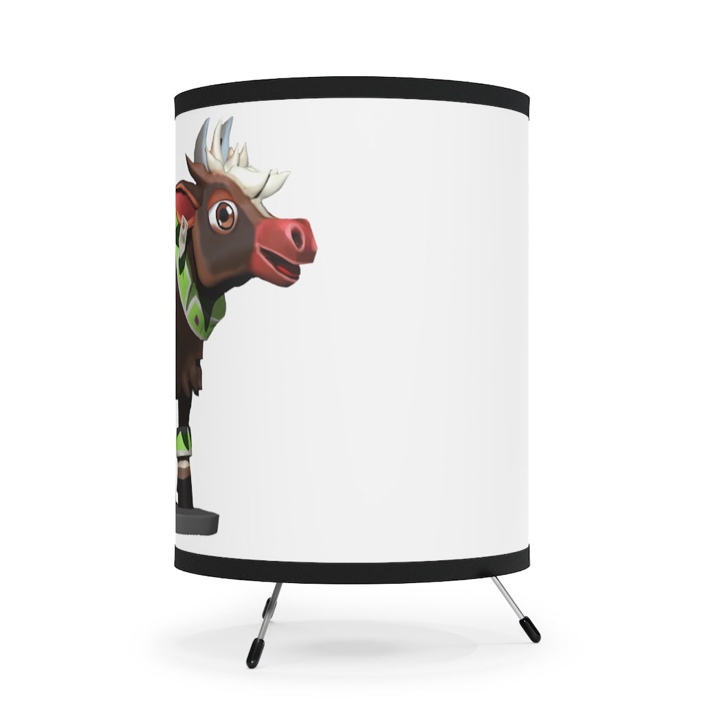 Dark Brown Cow Tripod Lamp with a high-resolution printed shade, featuring a sturdy galvanized steel tripod base and type A plug for US/CA sockets.