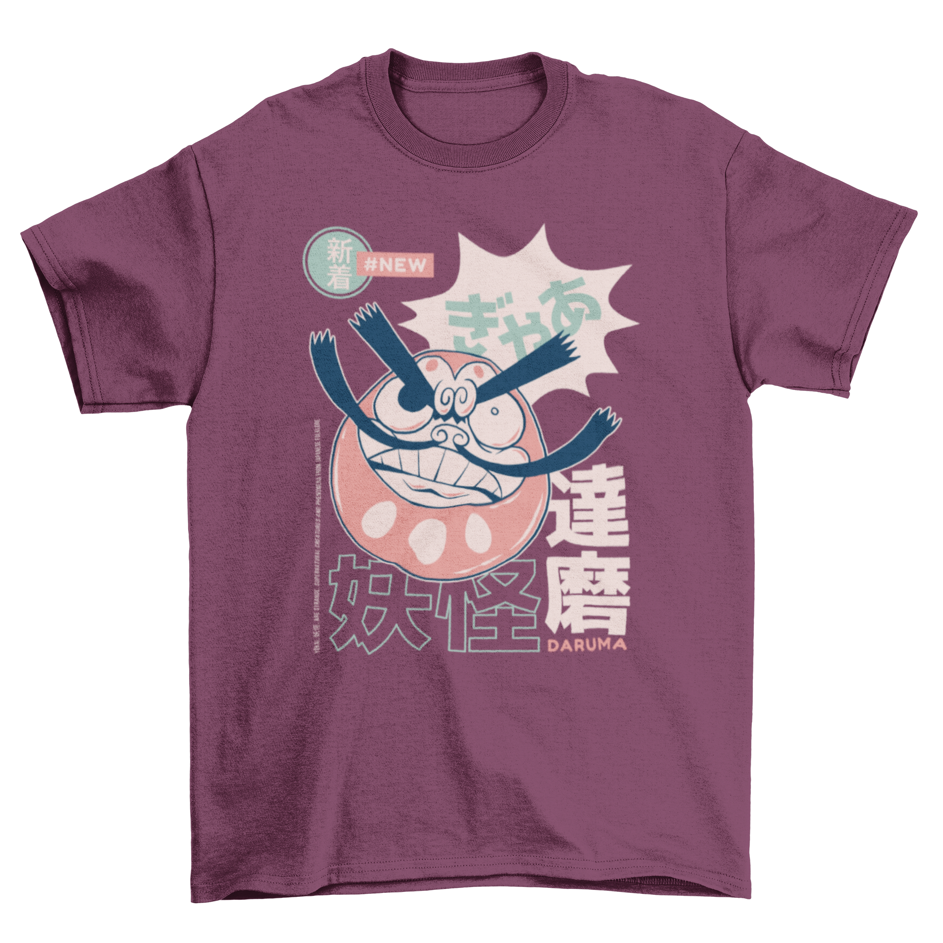 Daruma Japanese Yokai T-shirt featuring a colorful design of a Daruma doll symbolizing good luck.