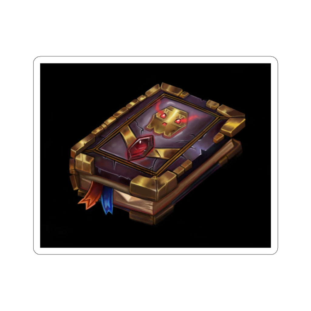 Death Spell Book Kiss-Cut Stickers in various shapes and sizes, showcasing intricate designs on white and transparent backgrounds.