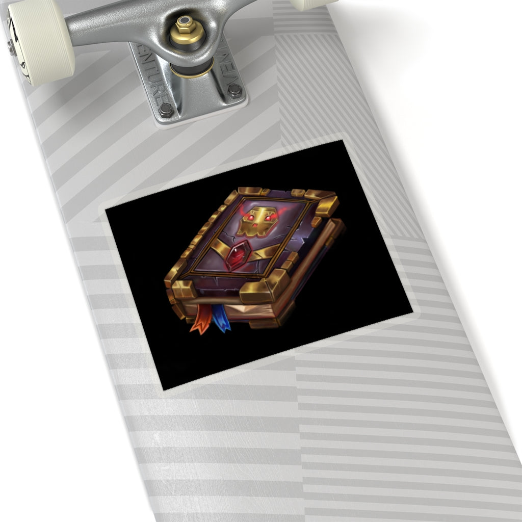 Death Spell Book Kiss-Cut Stickers in various shapes and sizes, showcasing intricate designs on white and transparent backgrounds.