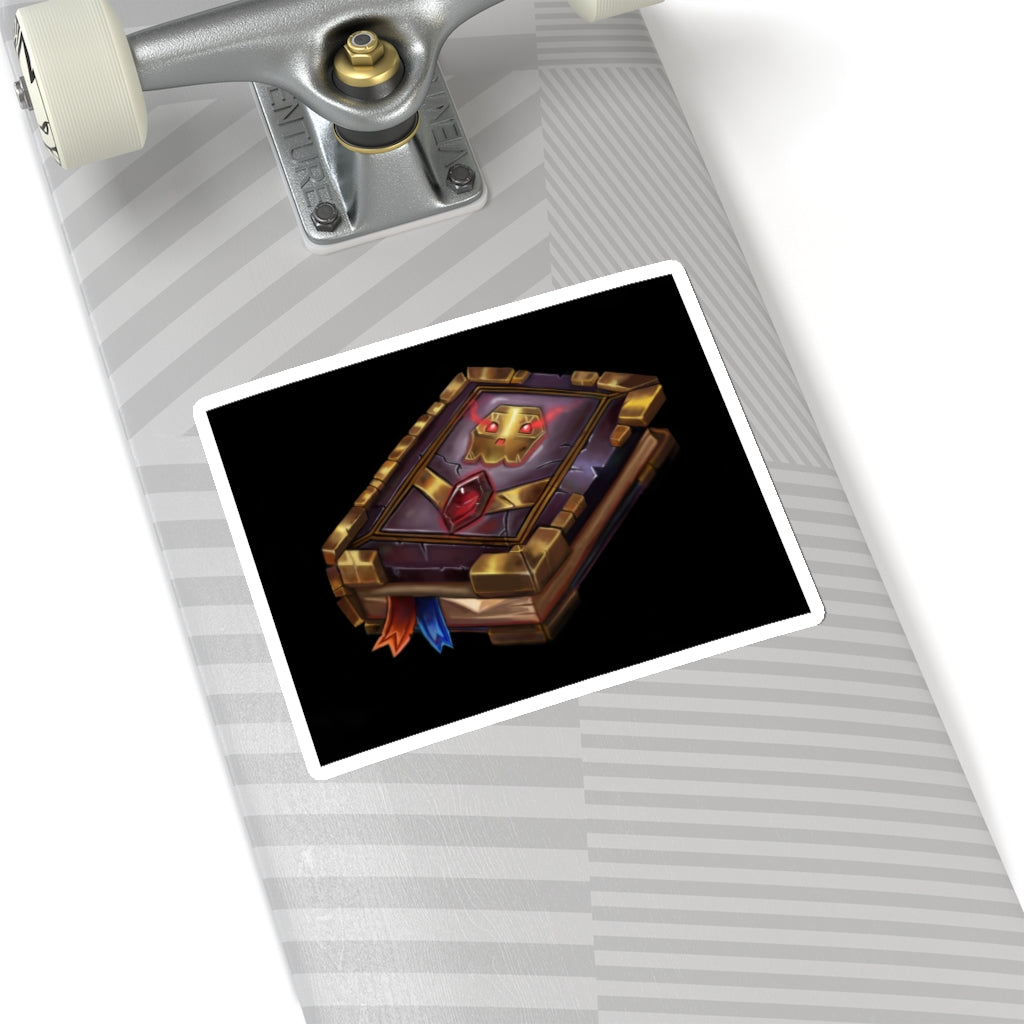 Death Spell Book Kiss-Cut Stickers in various shapes and sizes, showcasing intricate designs on white and transparent backgrounds.