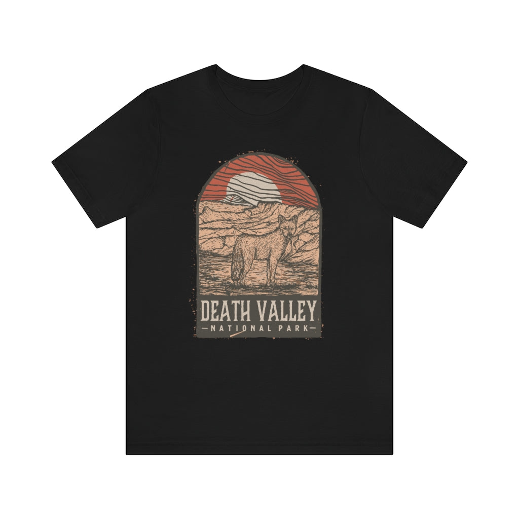 Death Valley National Park souvenir t-shirt in soft cotton with vibrant vinyl print, showcasing a unisex design.