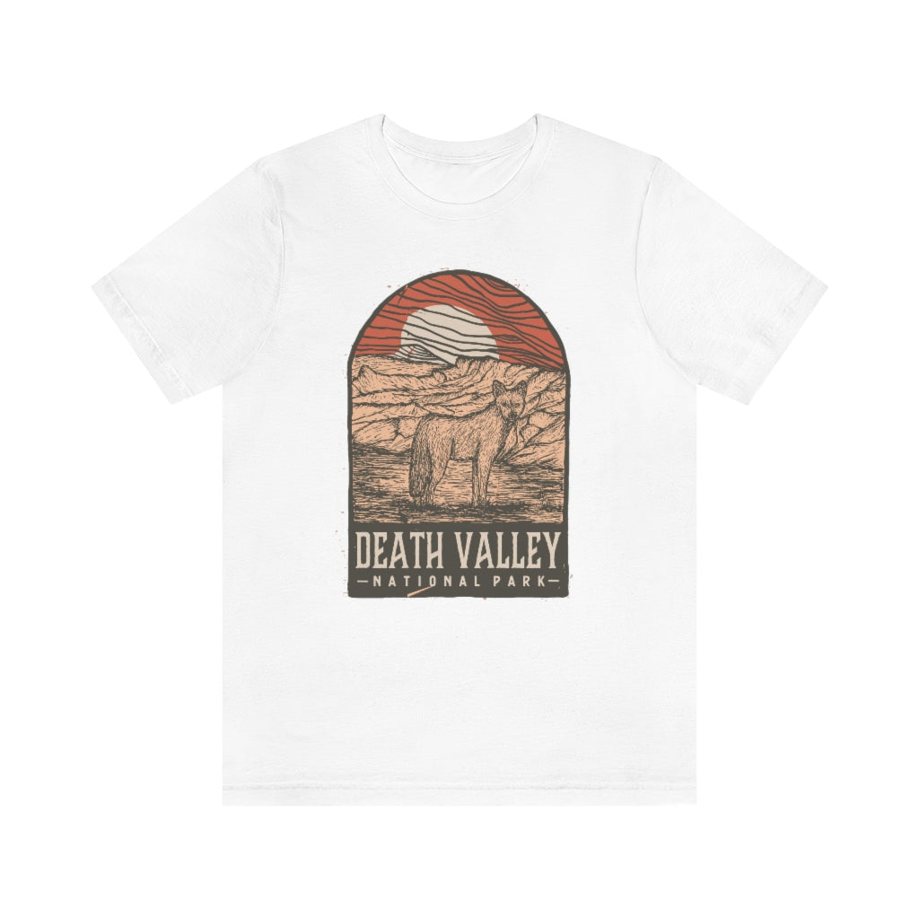 Death Valley National Park souvenir t-shirt in soft cotton with vibrant vinyl print, showcasing a unisex design.
