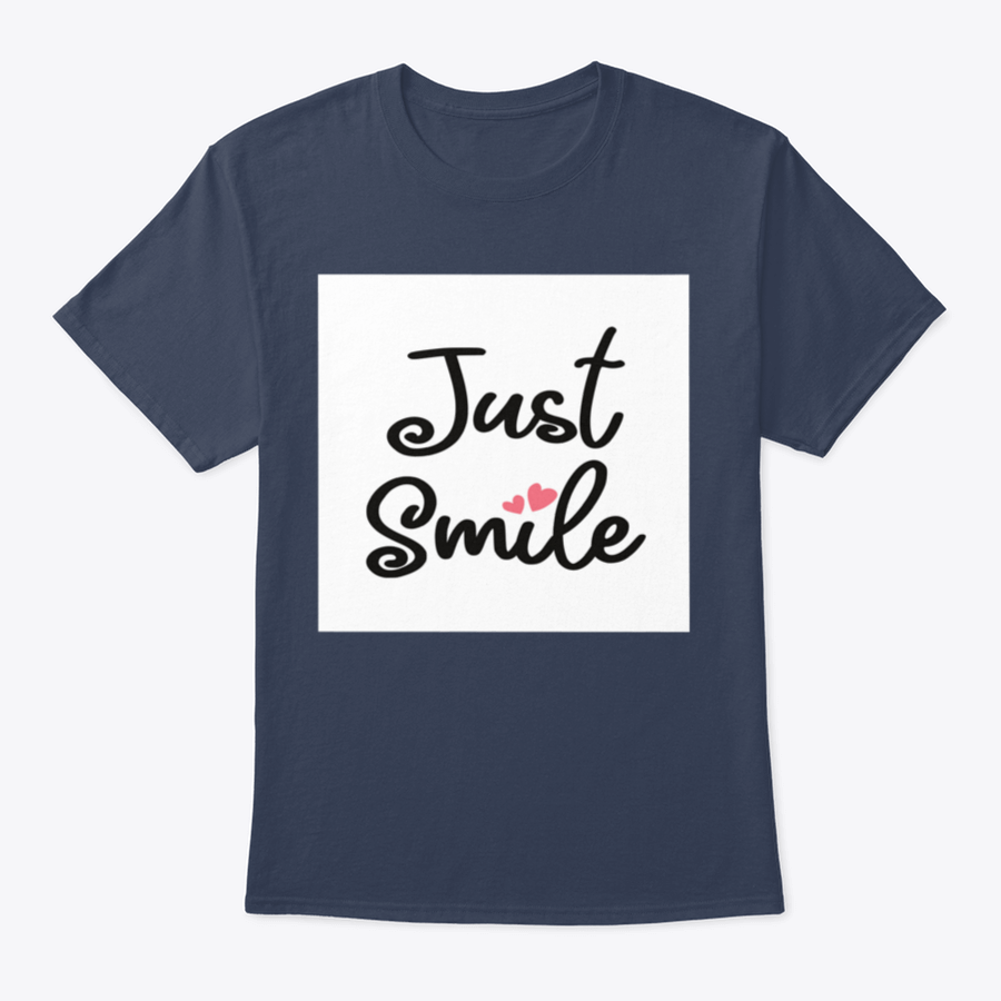A stylish Decorative Just Smile Slogan T-shirt made from 100% cotton, featuring a positive message in a classic fit.