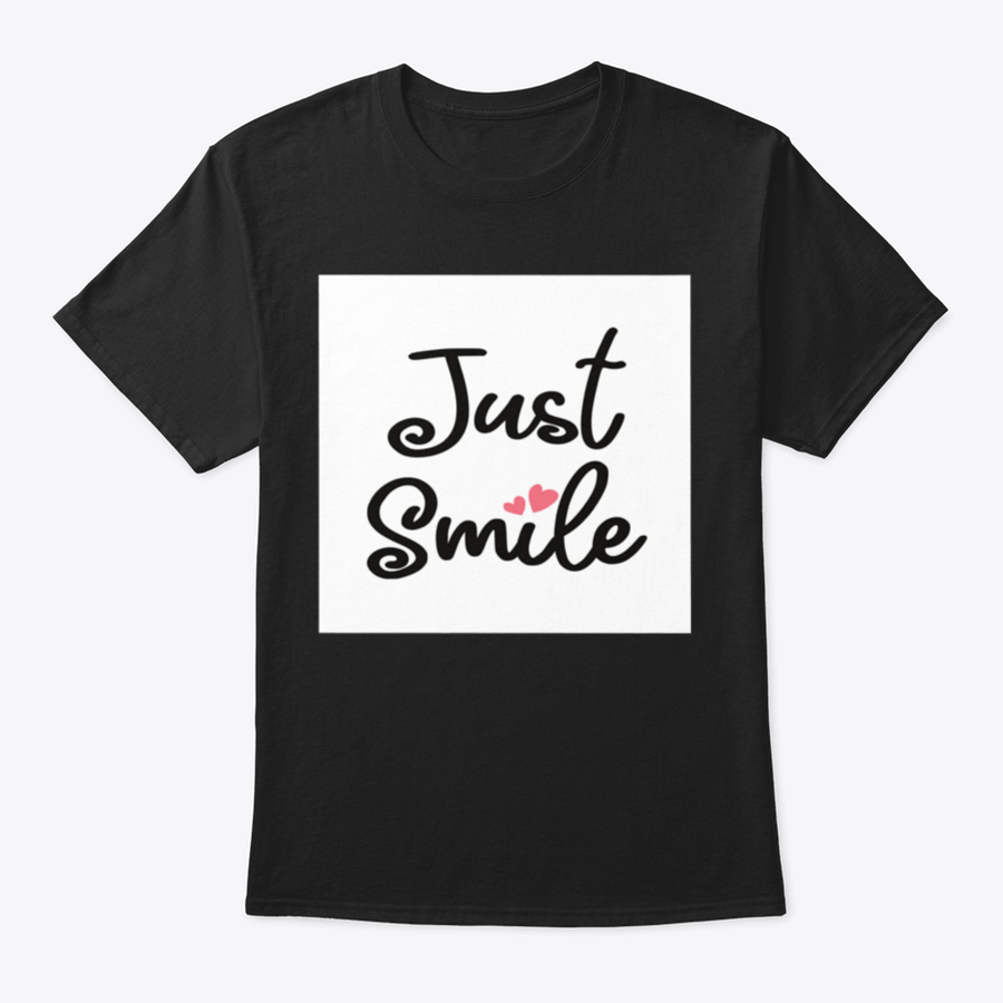 A stylish Decorative Just Smile Slogan T-shirt made from 100% cotton, featuring a positive message in a classic fit.