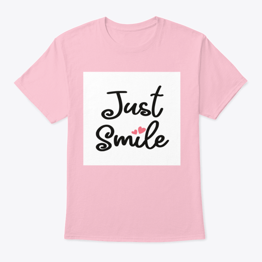 A stylish Decorative Just Smile Slogan T-shirt made from 100% cotton, featuring a positive message in a classic fit.