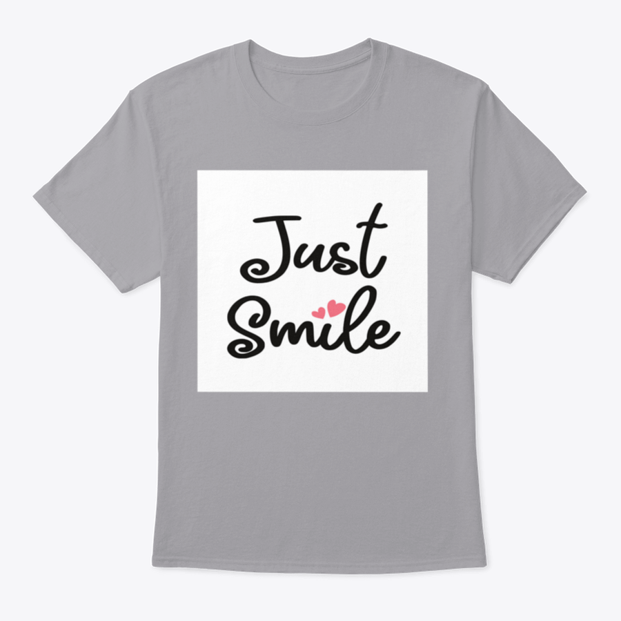 A stylish Decorative Just Smile Slogan T-shirt made from 100% cotton, featuring a positive message in a classic fit.